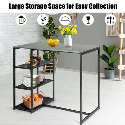 3 Pcs Dining Set, Faux Marble Table, 2 Stools, Black Dining Room Sets at Gallery Canada