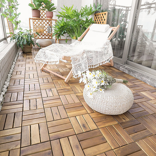 12 x 12 Inch Acacia Wood Interlocking Deck Tiles, 10 Pieces, Brown Decorative Fencing & Flooring Brown at Gallery Canada