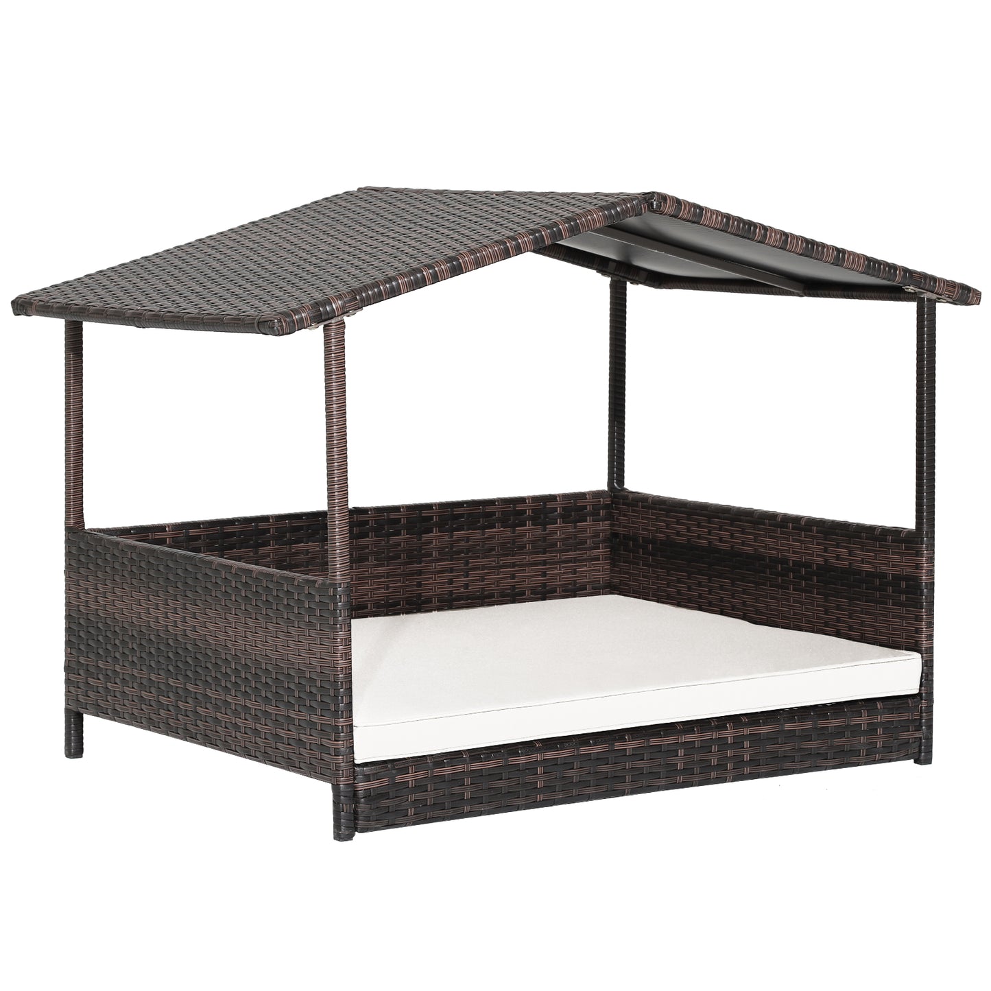Outdoor Wicker Dog House, Weatherproof Roof, White Dog Kennels White at Gallery Canada