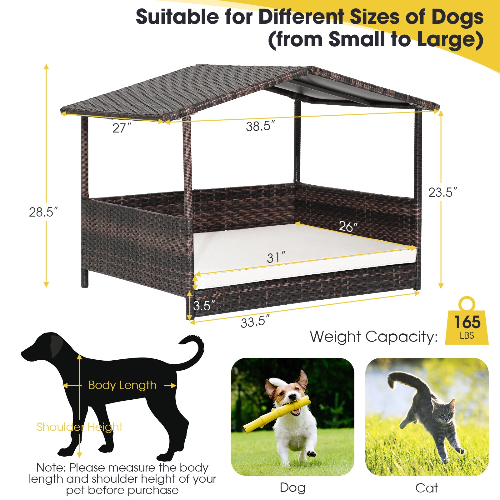 Outdoor Wicker Dog House, Weatherproof Roof, White Dog Kennels at Gallery Canada