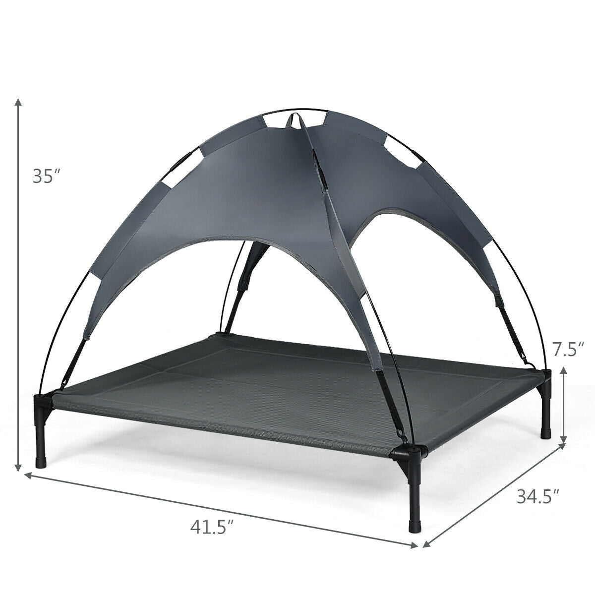 Portable Elevated Outdoor Pet Bed, Removable Canopy Shade, 42 Inch, Dark Gray Dog Supplies at Gallery Canada