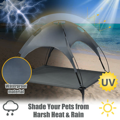 Portable Elevated Outdoor Pet Bed, Removable Canopy Shade, 42 Inch, Dark Gray Dog Supplies at Gallery Canada