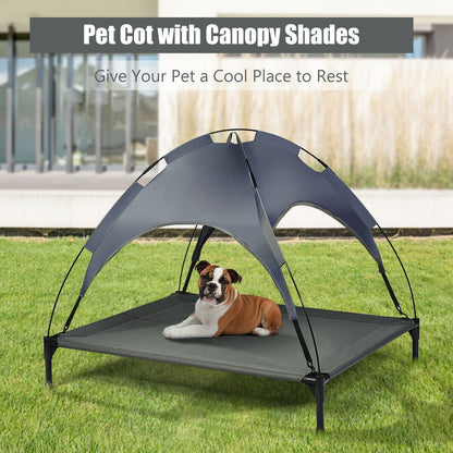Portable Elevated Outdoor Pet Bed, Removable Canopy Shade, 42 Inch, Dark Gray Dog Supplies at Gallery Canada