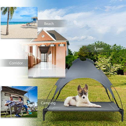 Portable Elevated Outdoor Pet Bed, Removable Canopy Shade, 42 Inch, Dark Gray Dog Supplies at Gallery Canada