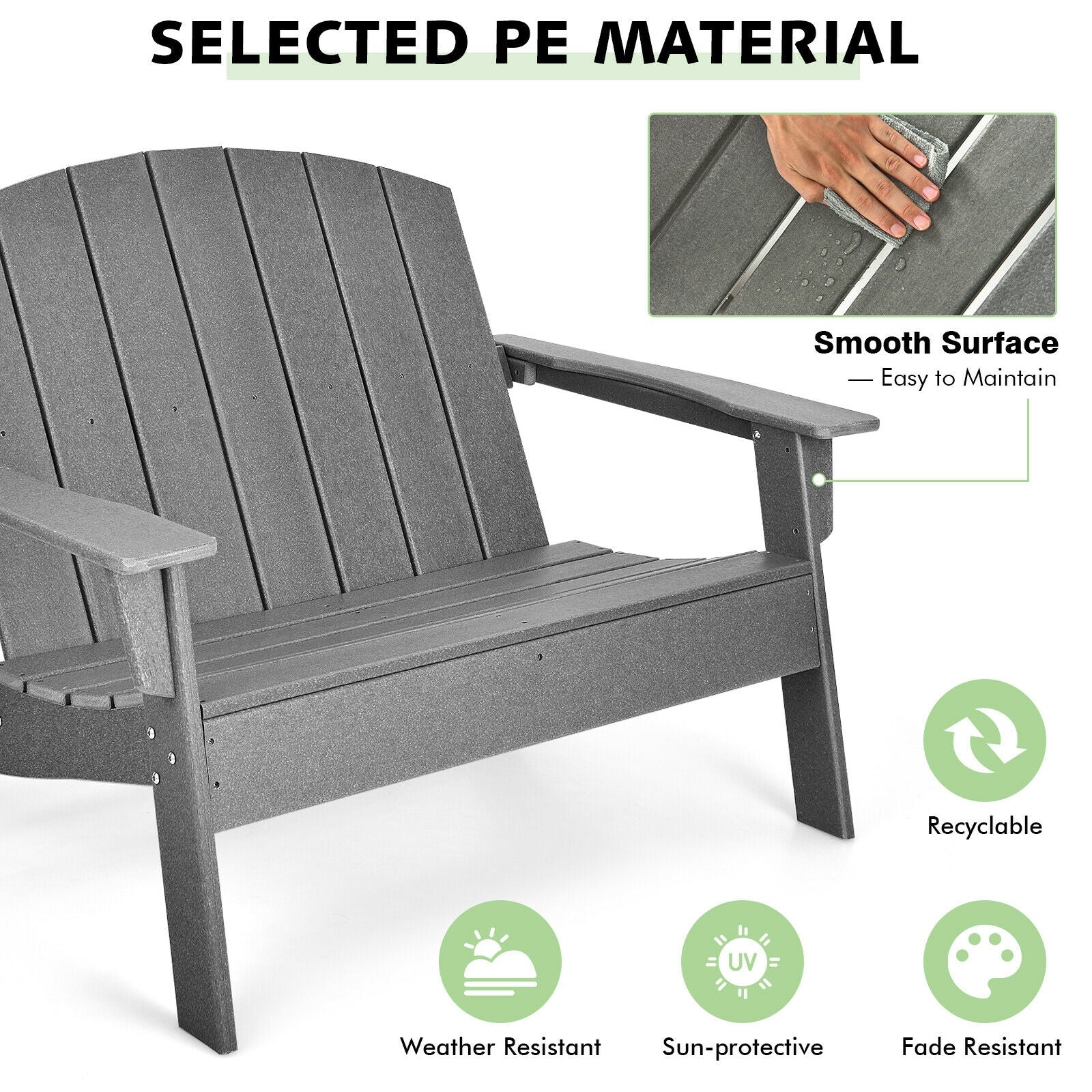 HDPE Patio Adirondack Chair, Gray Adirondack Chairs at Gallery Canada