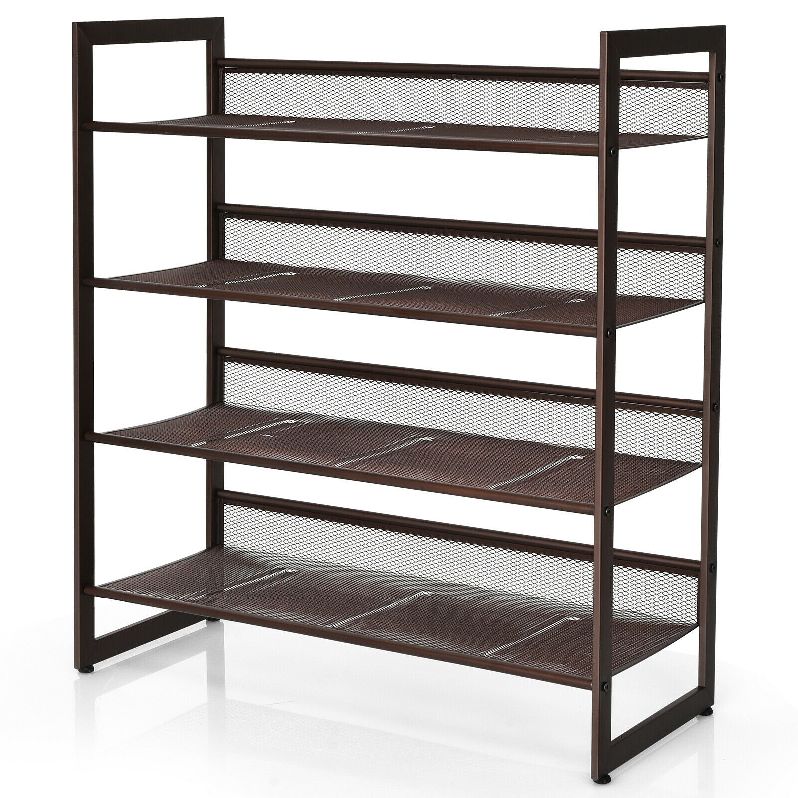 4-Tier Metal Shoe Rack, Flat And Slant Design, Brown Shoe Racks & Storage Benches at Gallery Canada