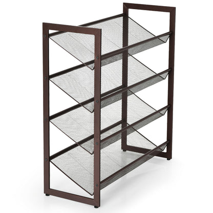 4-Tier Metal Shoe Rack, Flat And Slant Design, Brown Shoe Racks & Storage Benches Brown at Gallery Canada