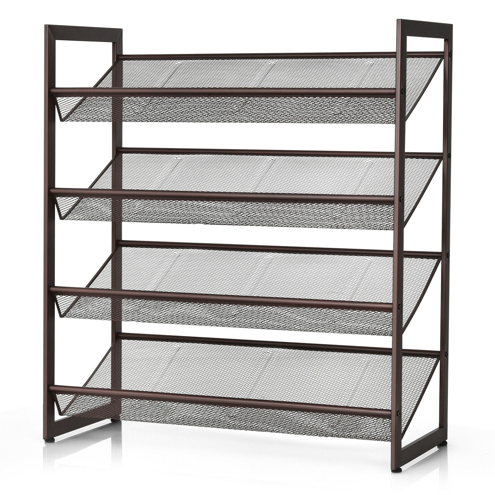 4-Tier Metal Shoe Rack, Flat And Slant Design, Brown Shoe Racks & Storage Benches at Gallery Canada