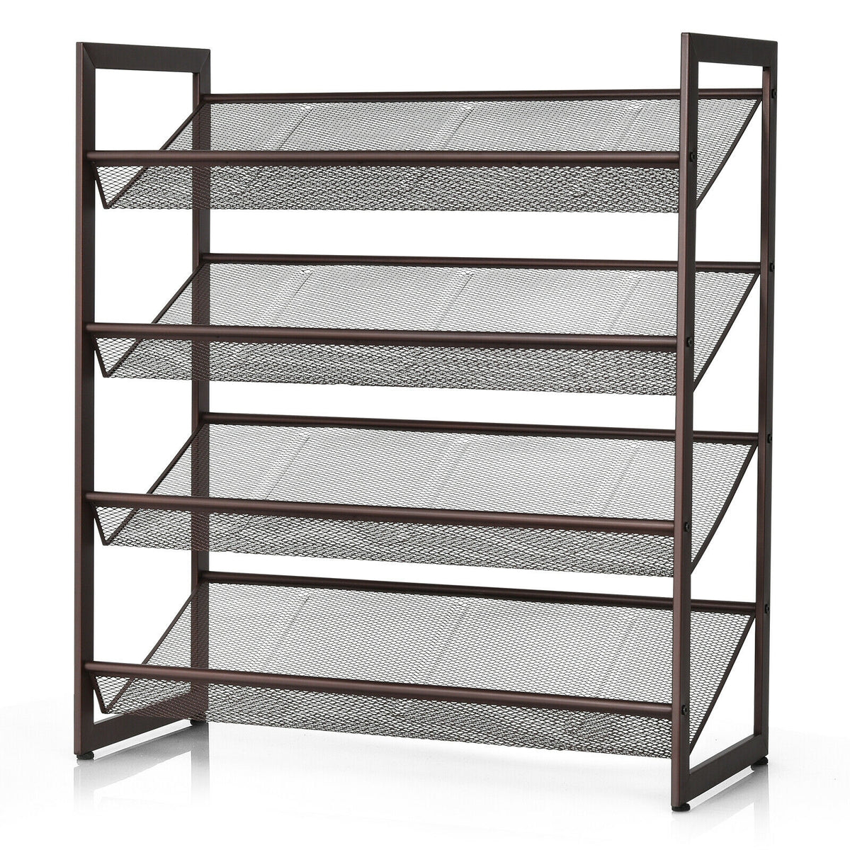 4-Tier Metal Shoe Rack, Flat And Slant Design, Brown Shoe Racks & Storage Benches at Gallery Canada