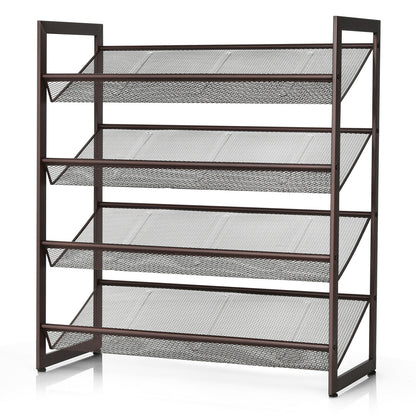 4-Tier Metal Shoe Rack, Flat And Slant Design, Brown Shoe Racks & Storage Benches at Gallery Canada