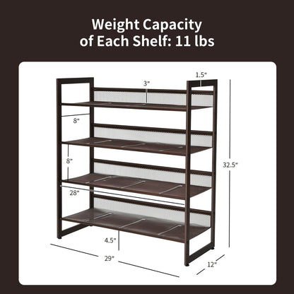 4-Tier Metal Shoe Rack, Flat And Slant Design, Brown Shoe Racks & Storage Benches at Gallery Canada
