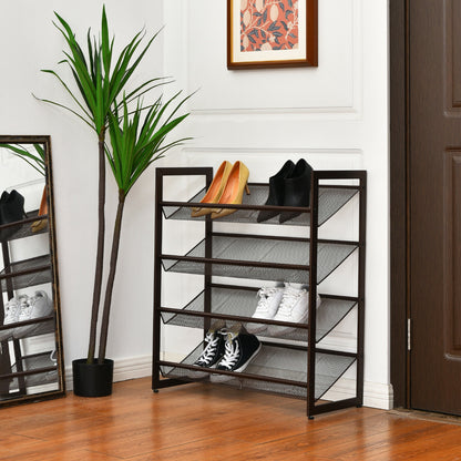4-Tier Metal Shoe Rack, Flat And Slant Design, Brown Shoe Racks & Storage Benches at Gallery Canada