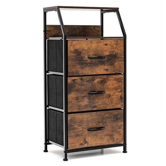Freestanding Cabinet Dresser With Wooden Top Shelves, M, Rustic Brown Dressers & Chests Rustic Brown at Gallery Canada