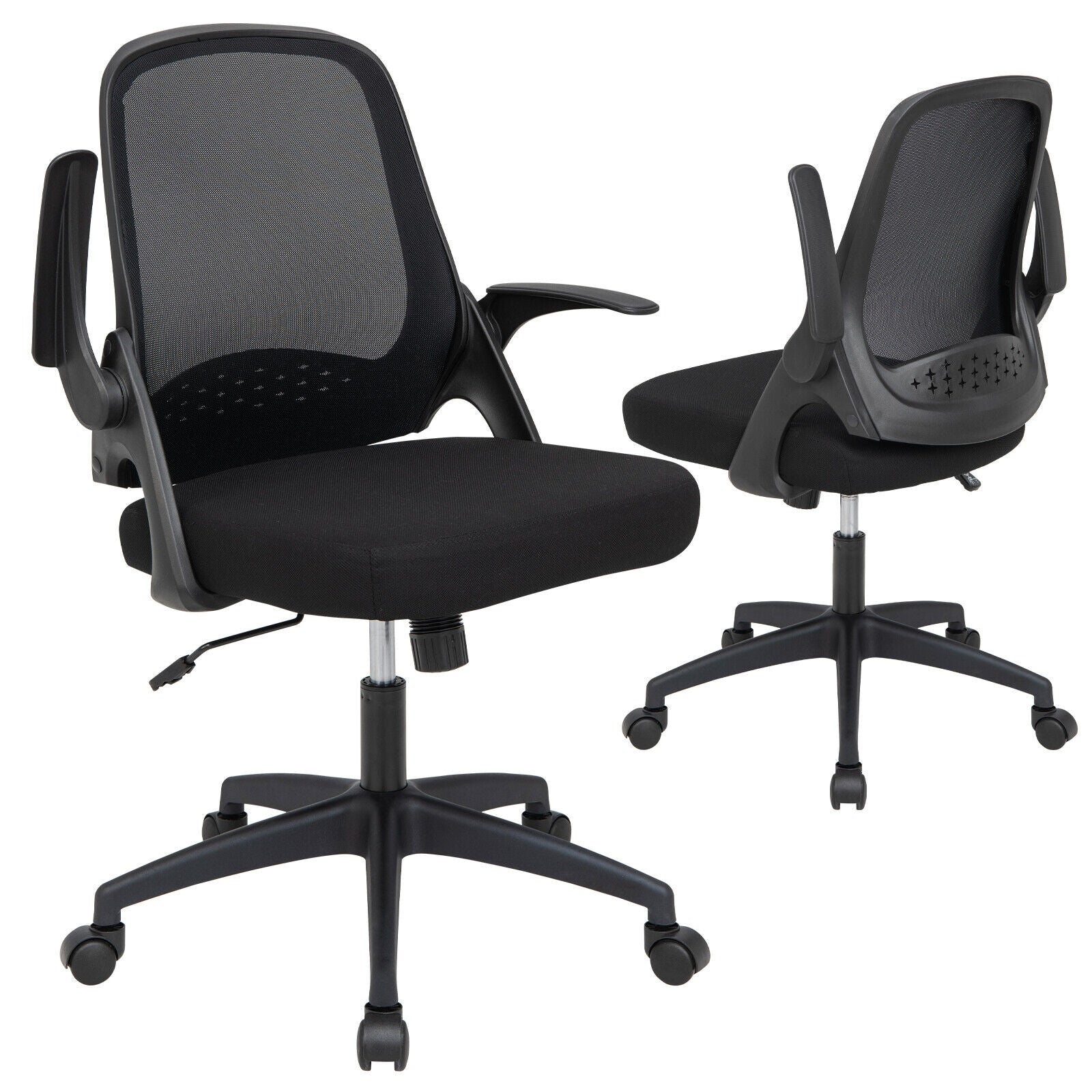 Adjustable Mesh Office Chair, Flip-Up Armrest, Black Mesh Chairs at Gallery Canada