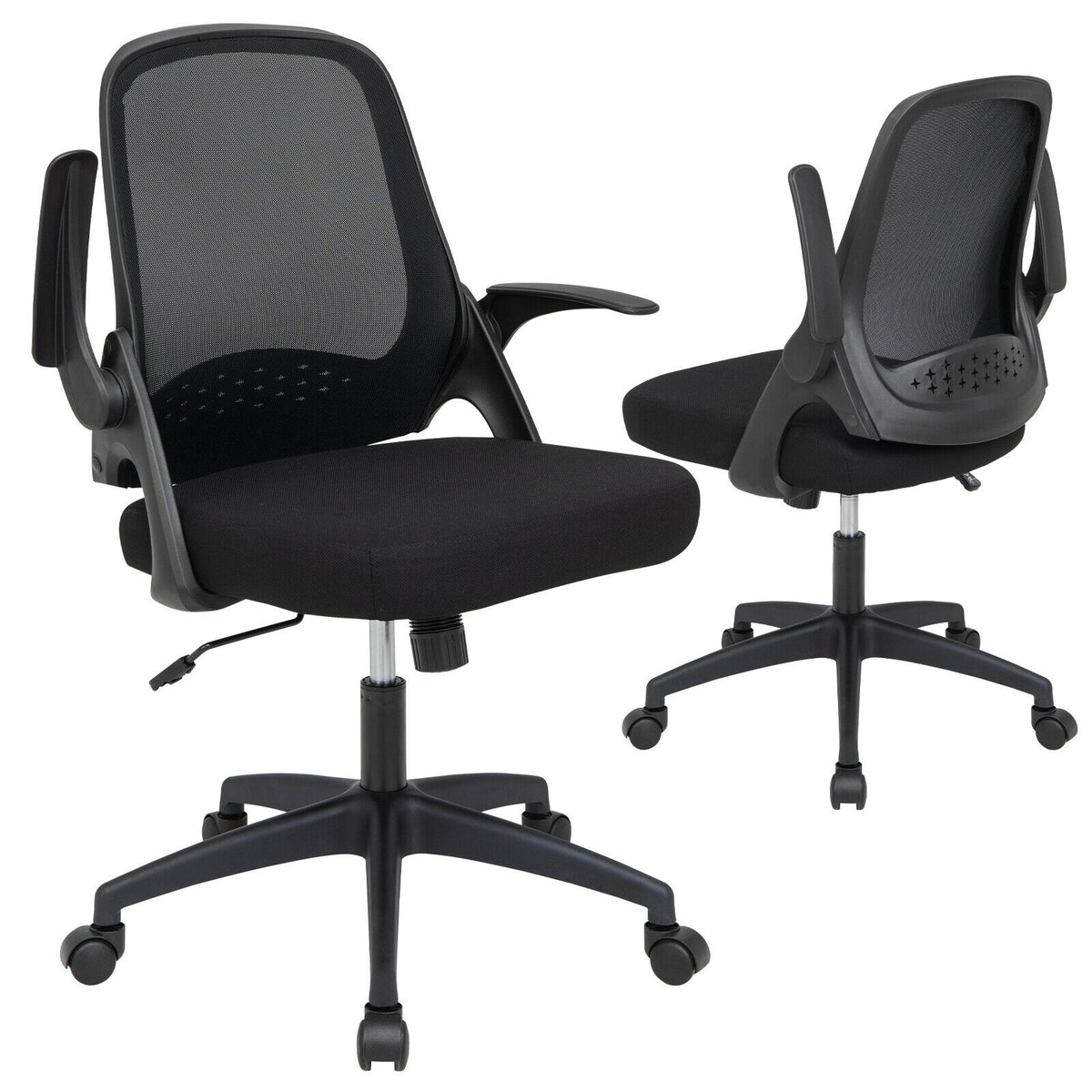 Adjustable Mesh Office Chair, Flip-Up Armrest, Black Mesh Chairs at Gallery Canada