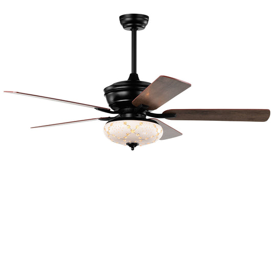 52 Inch Ceiling Fan, 3 Wind Speeds, 5 Reversible Blades, Black Ceiling Fans Black at Gallery Canada