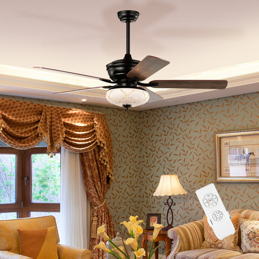 52 Inch Ceiling Fan, 3 Wind Speeds, 5 Reversible Blades, Black Ceiling Fans Black at Gallery Canada