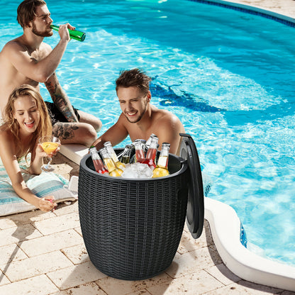 9.5 Gallon 4-In-1 Patio Rattan Cocktail Table, Black Coolers at Gallery Canada