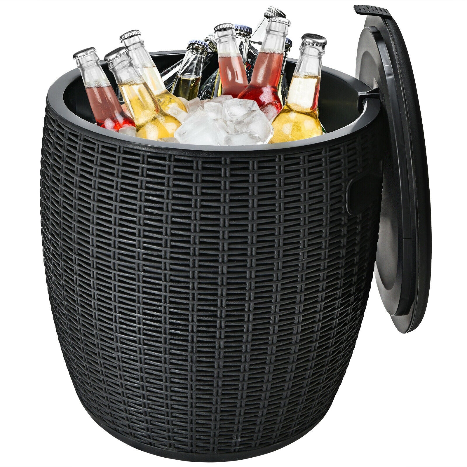 9.5 Gallon 4-In-1 Patio Rattan Cocktail Table, Black Coolers at Gallery Canada