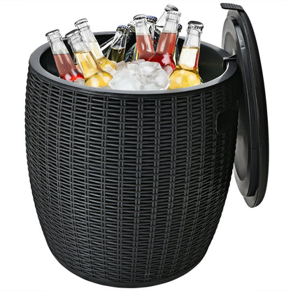 9.5 Gallon 4-In-1 Patio Rattan Cocktail Table, Black Coolers at Gallery Canada