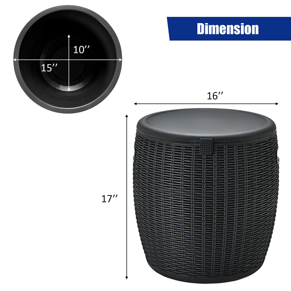 9.5 Gallon 4-In-1 Patio Rattan Cocktail Table, Black Coolers at Gallery Canada