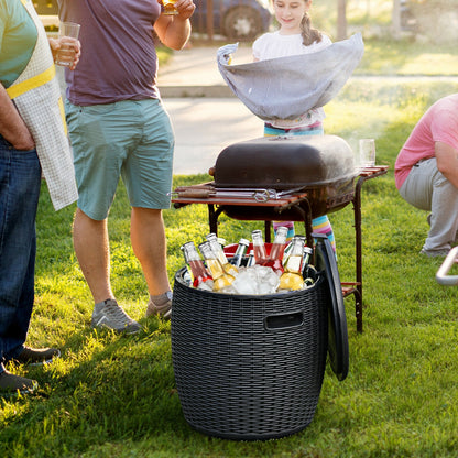 9.5 Gallon 4-In-1 Patio Rattan Cocktail Table, Black Coolers at Gallery Canada