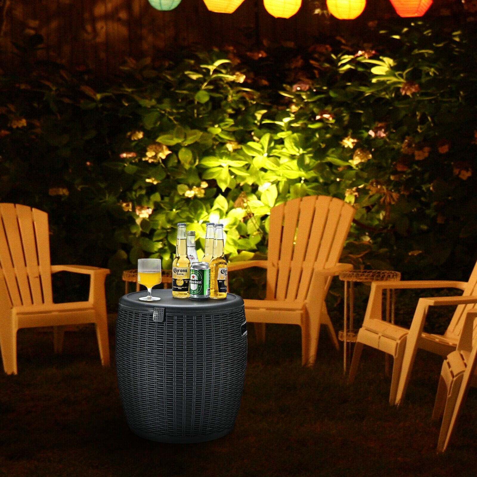 9.5 Gallon 4-In-1 Patio Rattan Cocktail Table, Black Coolers at Gallery Canada