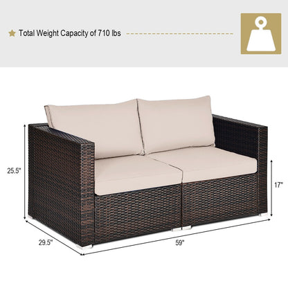 2 Piece Patio Rattan Sectional Conversation Sofa Set, Beige Outdoor Sectionals at Gallery Canada