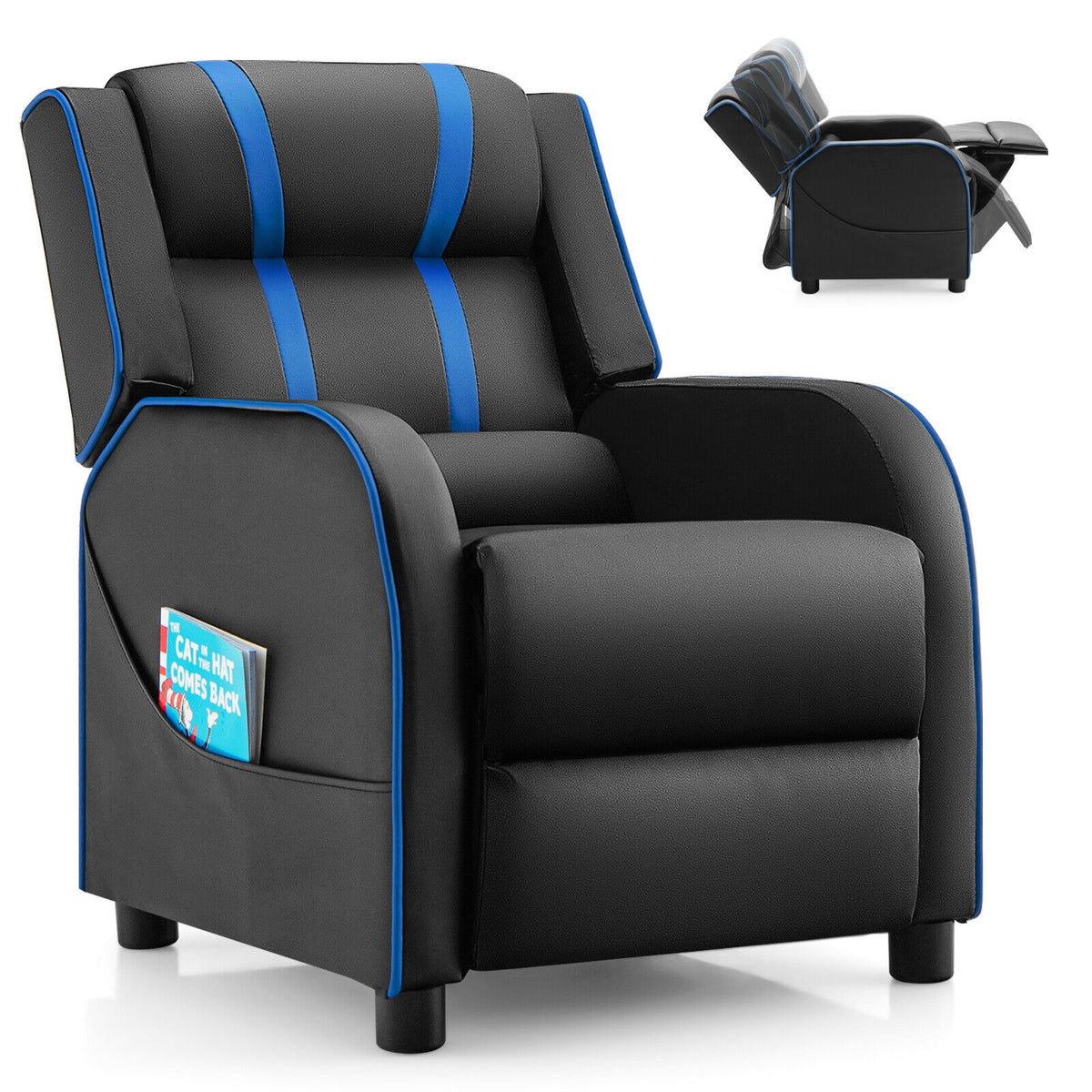 Kids Recliner Chair, With Side Pockets And Footrest, Blue Kids Chairs & Seating at Gallery Canada