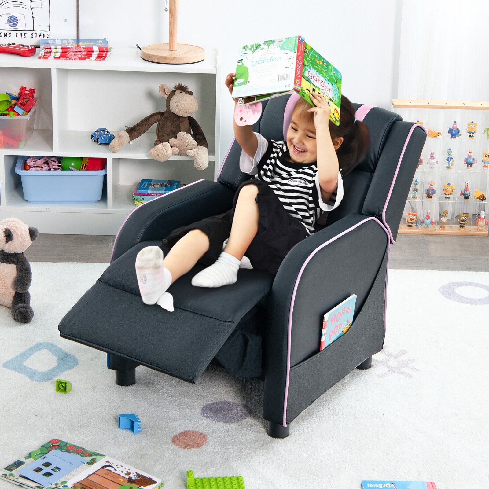 Kids Recliner Chair With Side Pockets And Footrest, Pink Kids Chairs & Seating at Gallery Canada