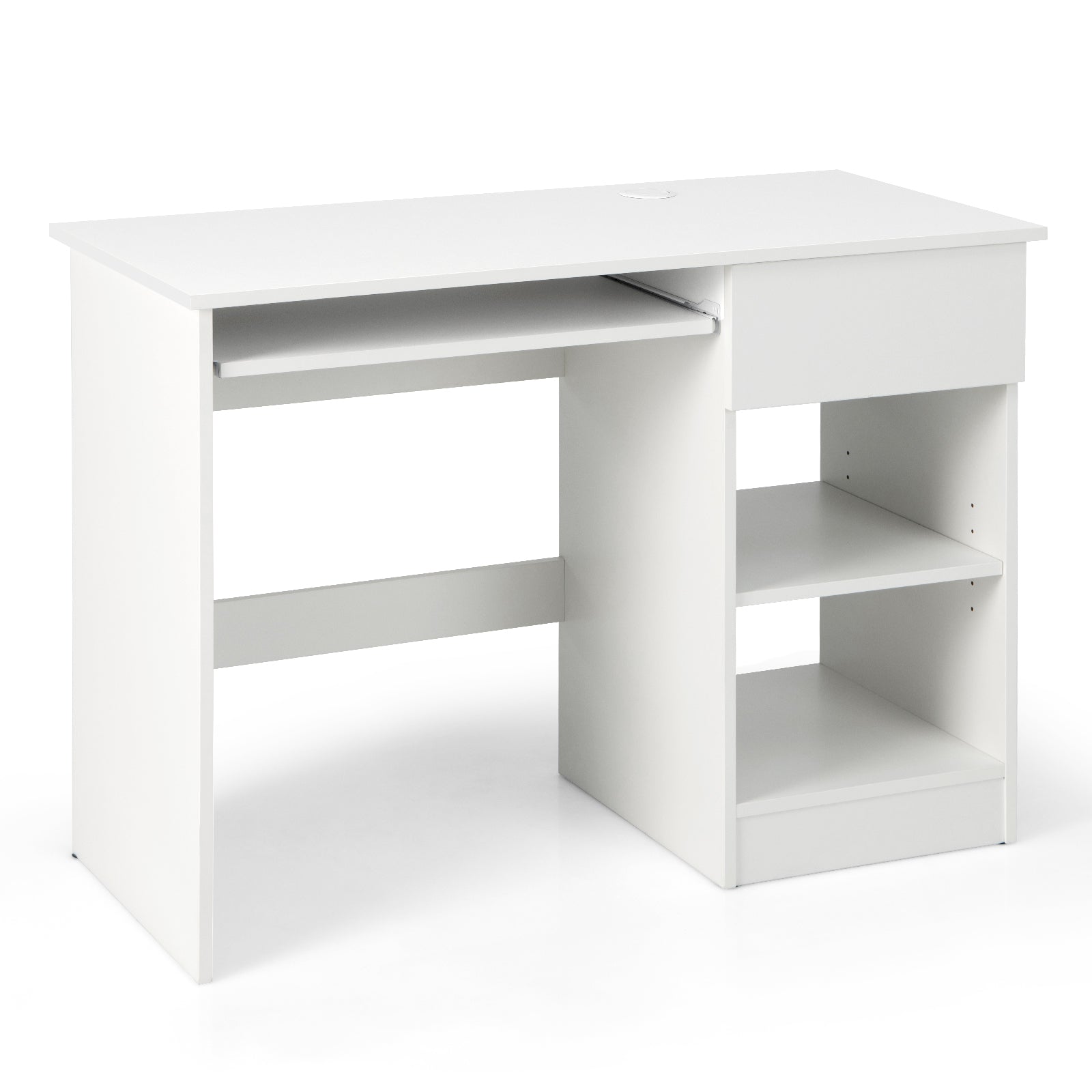Wooden Computer Desk With CPU Stand, White Computer Desks White at Gallery Canada