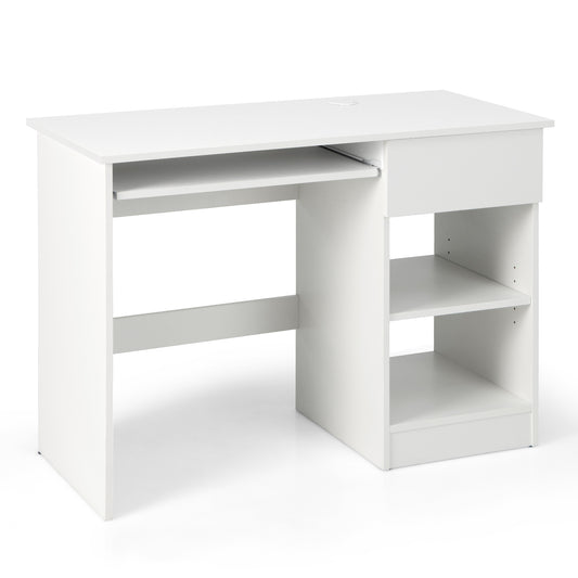 Wooden Computer Desk With CPU Stand, White Computer Desks White at Gallery Canada