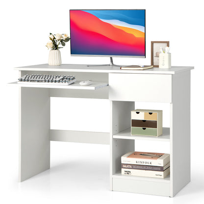 Wooden Computer Desk With CPU Stand, White Computer Desks at Gallery Canada