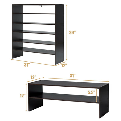 3 Piece Stackable Multi-Shape Shoe Rack, 31-Inch, Brown Shoe Racks & Storage Benches at Gallery Canada