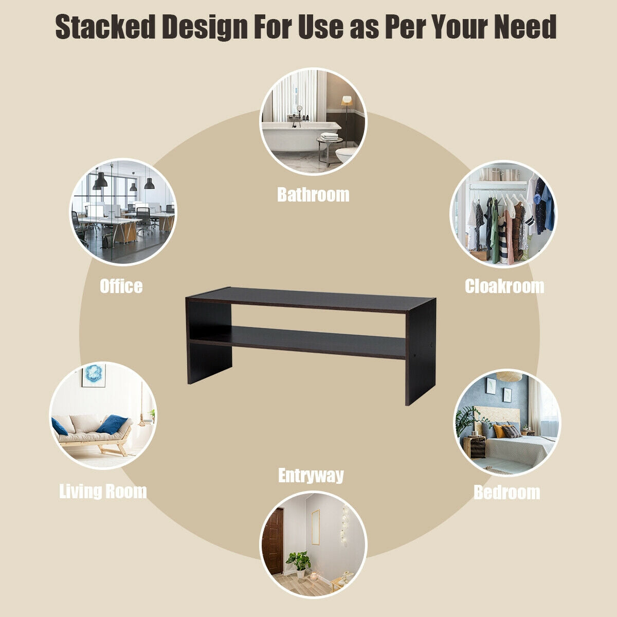 3 Piece Stackable Multi-Shape Shoe Rack, 31-Inch, Brown Shoe Racks & Storage Benches at Gallery Canada