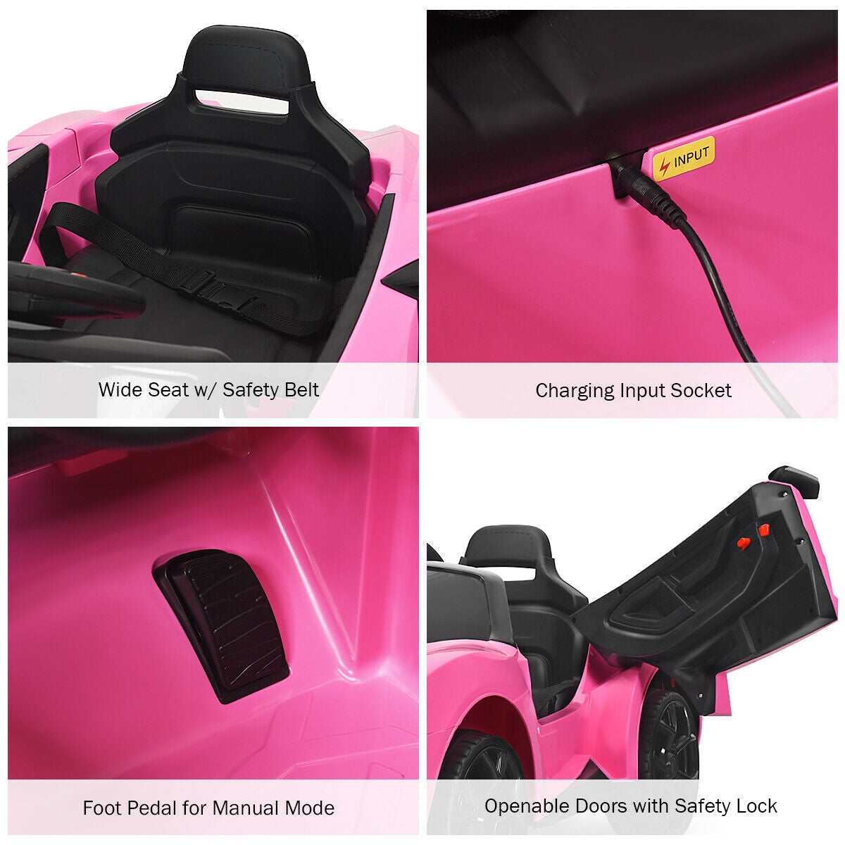 12V 2.4G RC Electric Vehicle With Lights, Pink Powered Ride On Toys at Gallery Canada
