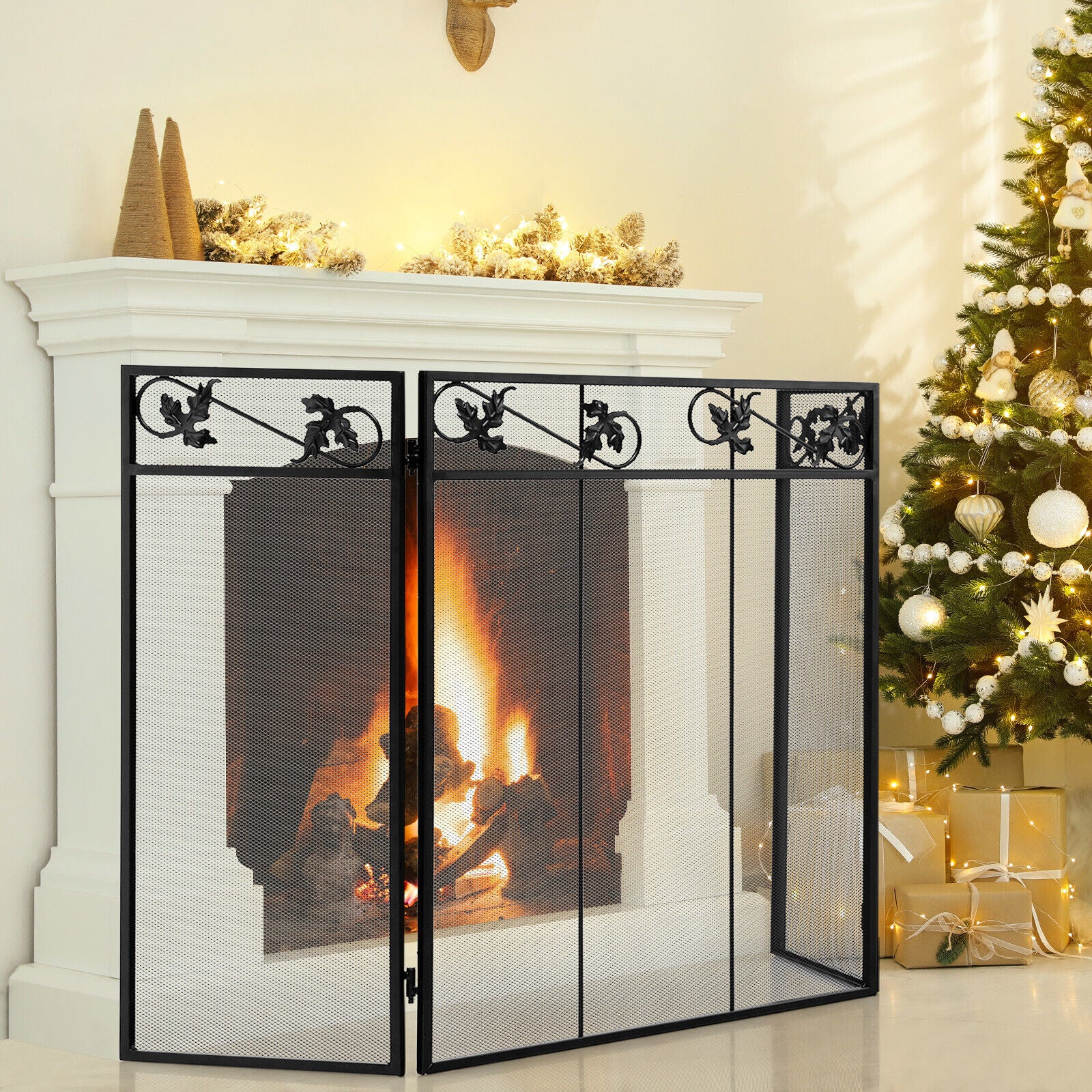 3-Panel Fireplace Screen Cover, Black Fireplace Tools at Gallery Canada