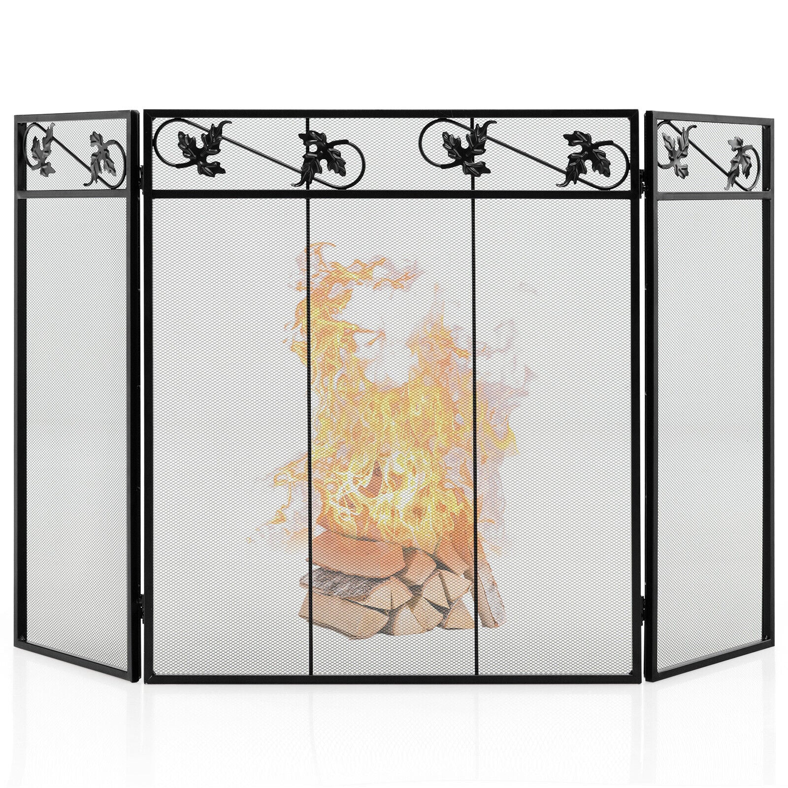 3-Panel Fireplace Screen Cover, Black Fireplace Tools at Gallery Canada
