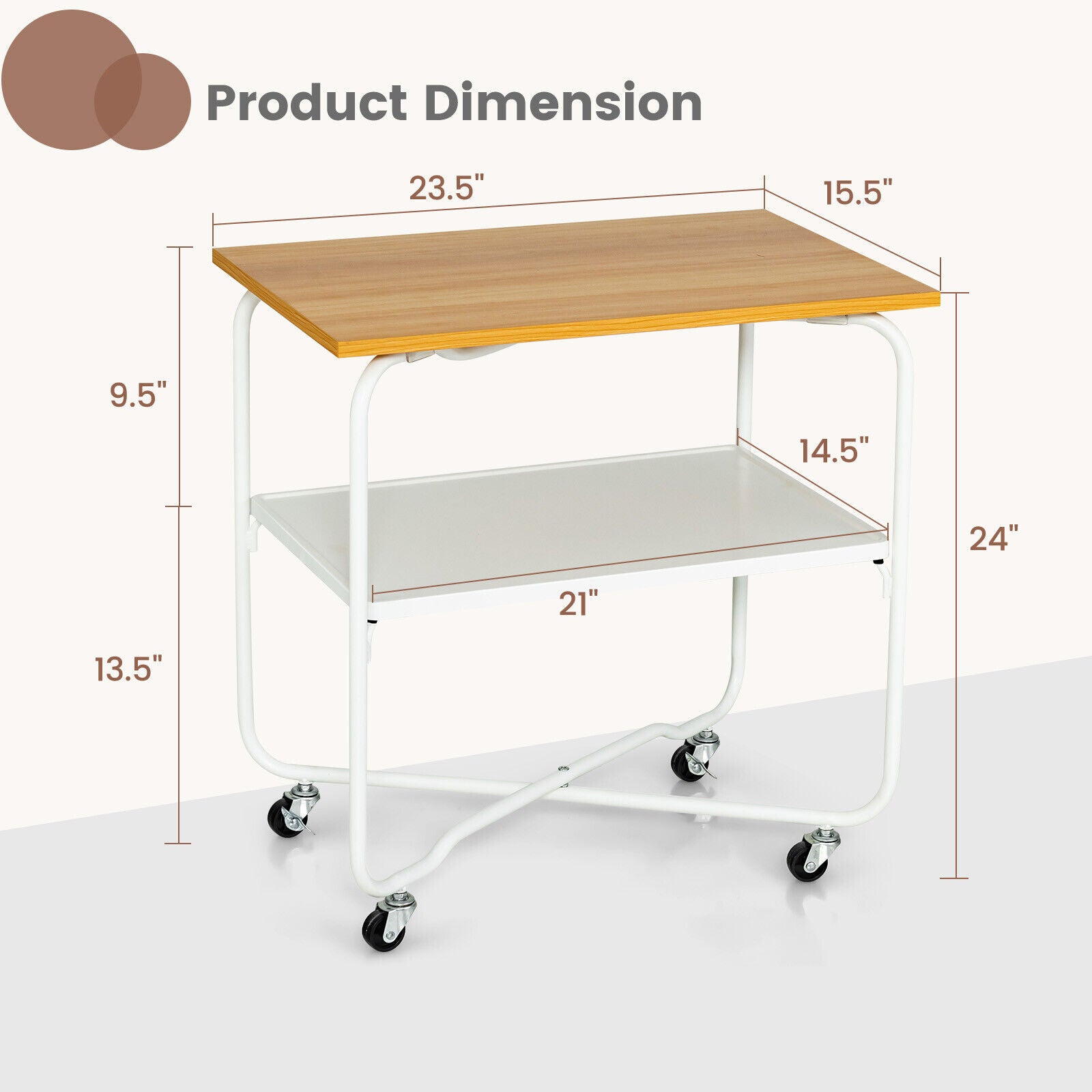 2-Tier End Table, Metal Shelf, Foldable Frame, Natural End & Side Tables at Gallery Canada