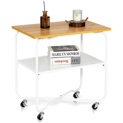 2-Tier End Table, Metal Shelf, Foldable Frame, Natural End & Side Tables at Gallery Canada