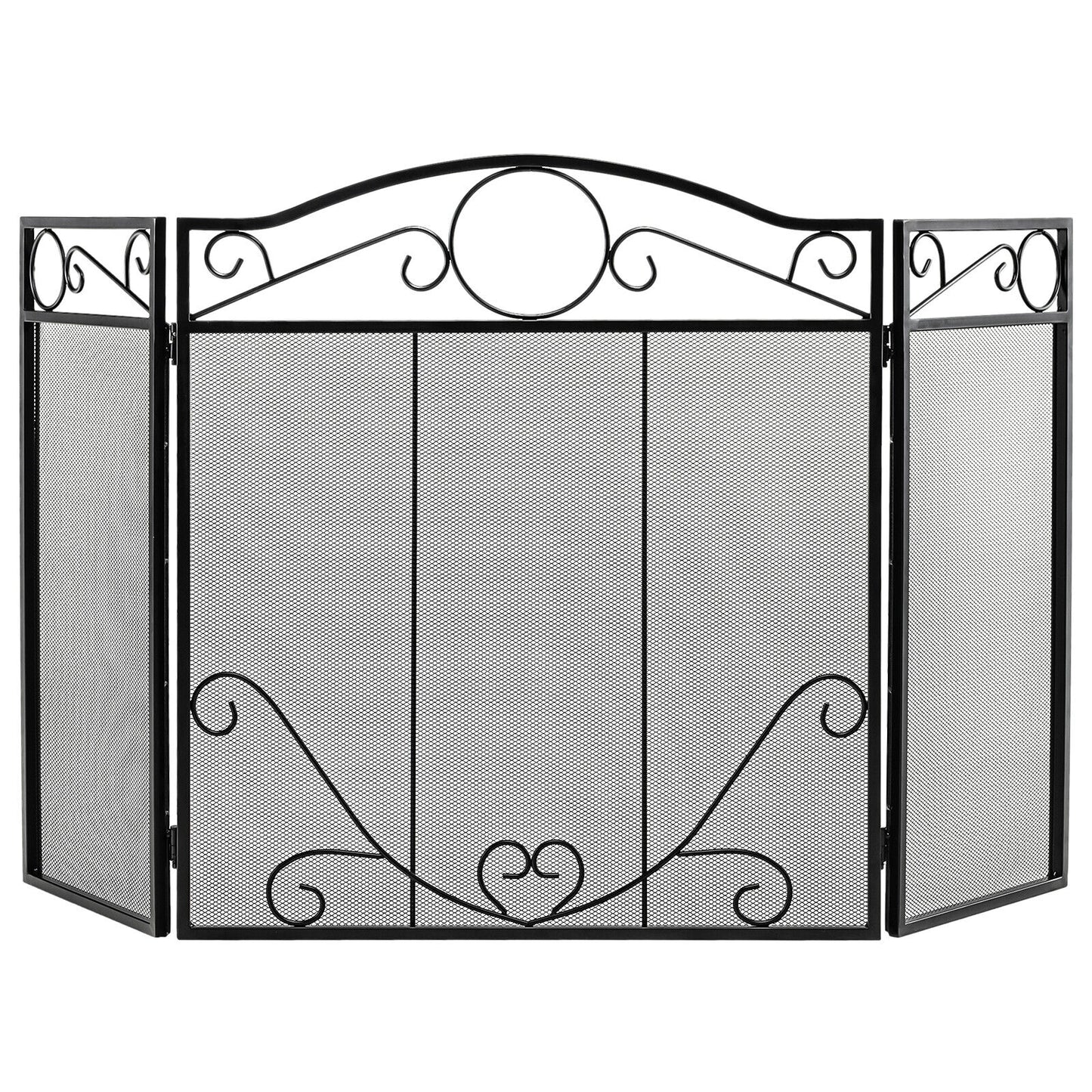 3-Panel Freestanding Fireplace Screen, Black Fireplace Tools Black at Gallery Canada