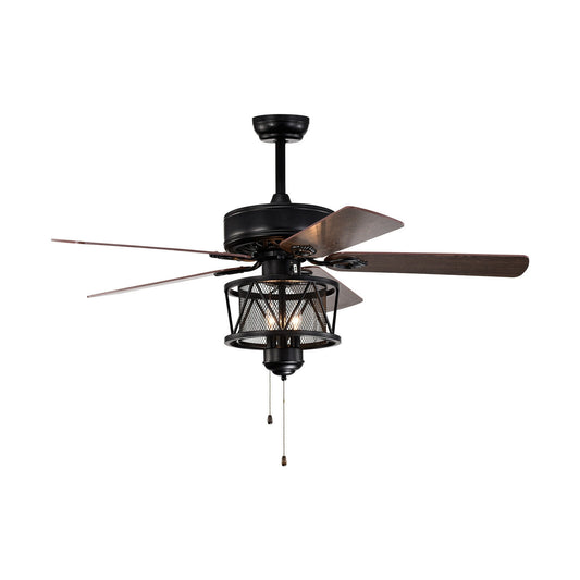 50 Inch Ceiling Fan With Lights, Reversible Blades, Pull Chain, Black Ceiling Fans Black at Gallery Canada