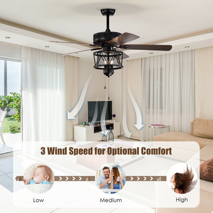 50 Inch Ceiling Fan With Lights, Reversible Blades, Pull Chain, Black Ceiling Fans at Gallery Canada