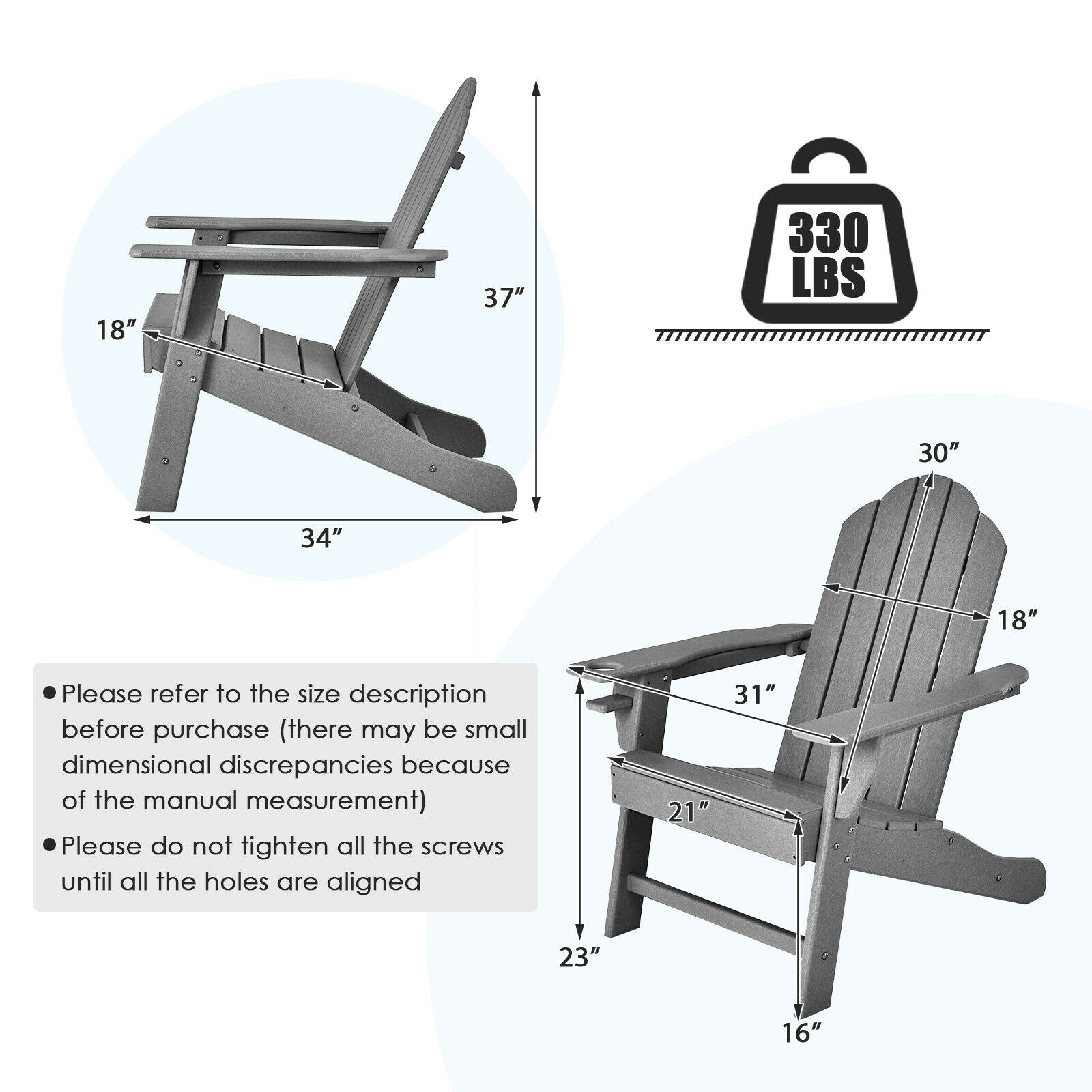 Outdoor Adirondack Chair With Built-In Cup Holder, Gray Adirondack Chairs at Gallery Canada