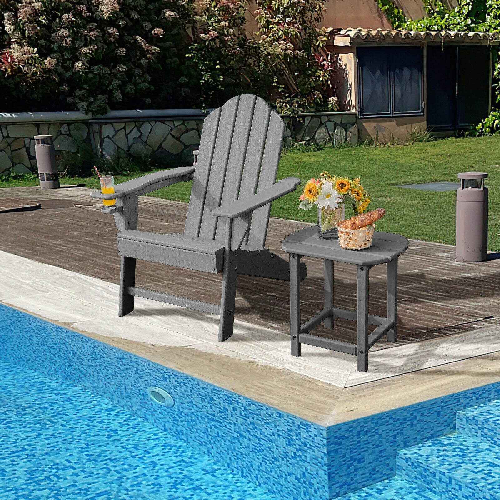 Outdoor Adirondack Chair With Built-In Cup Holder, Gray Adirondack Chairs at Gallery Canada