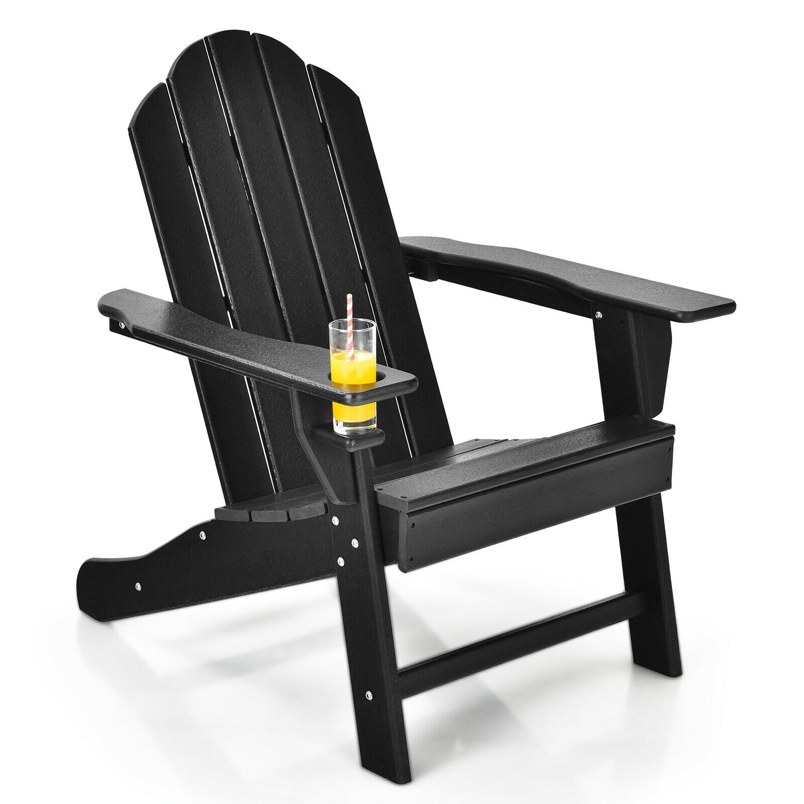 Outdoor Adirondack Chair With Built-In Cup Holder, Black Adirondack Chairs at Gallery Canada