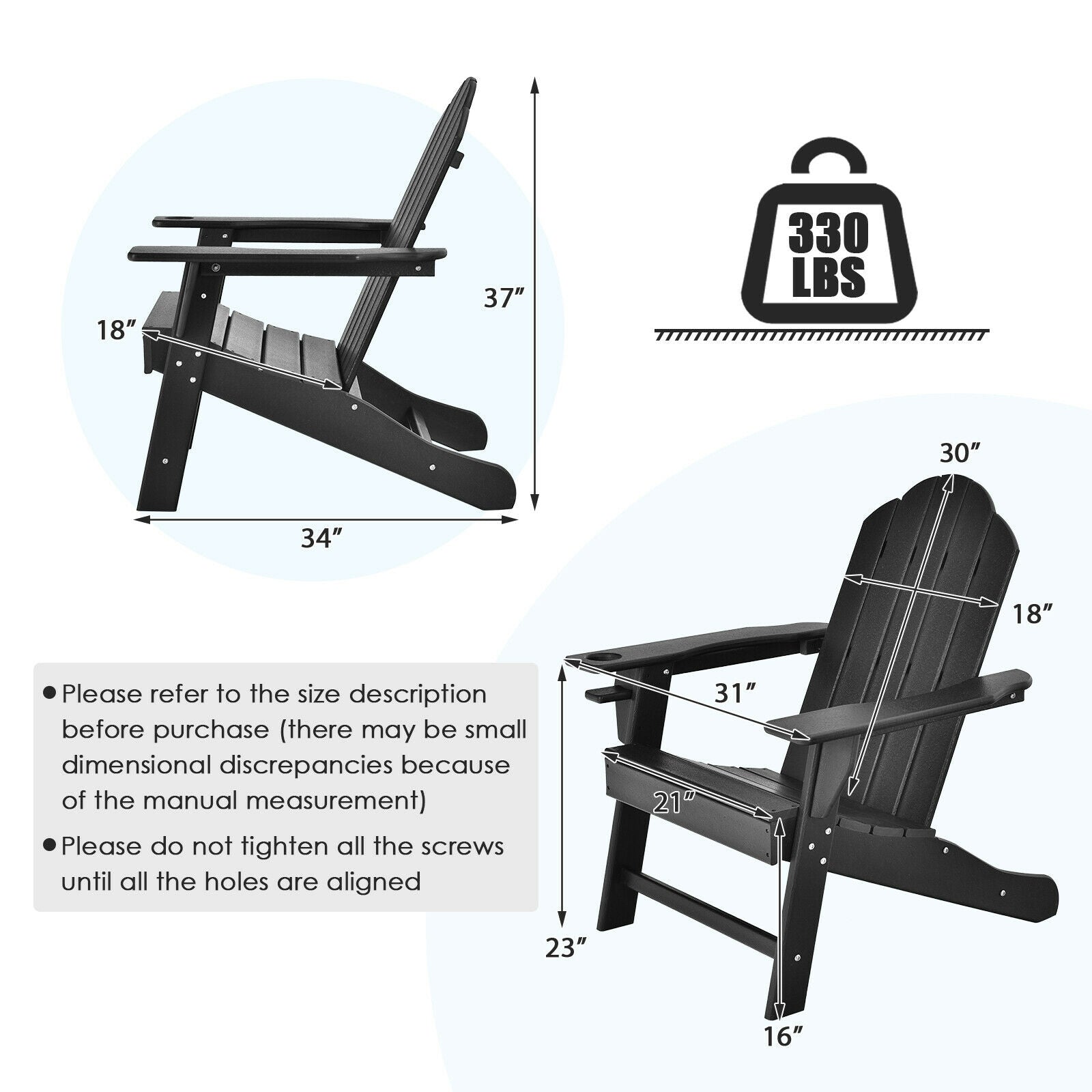 Outdoor Adirondack Chair With Built-In Cup Holder, Black Adirondack Chairs at Gallery Canada