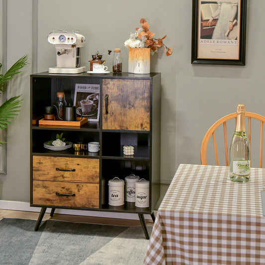 Industrial Buffet Sideboard, Kitchen Cupboard With Cubbies Drawers, Rustic Brown Sideboards Cabinets & Buffets Rustic Brown at Gallery Canada