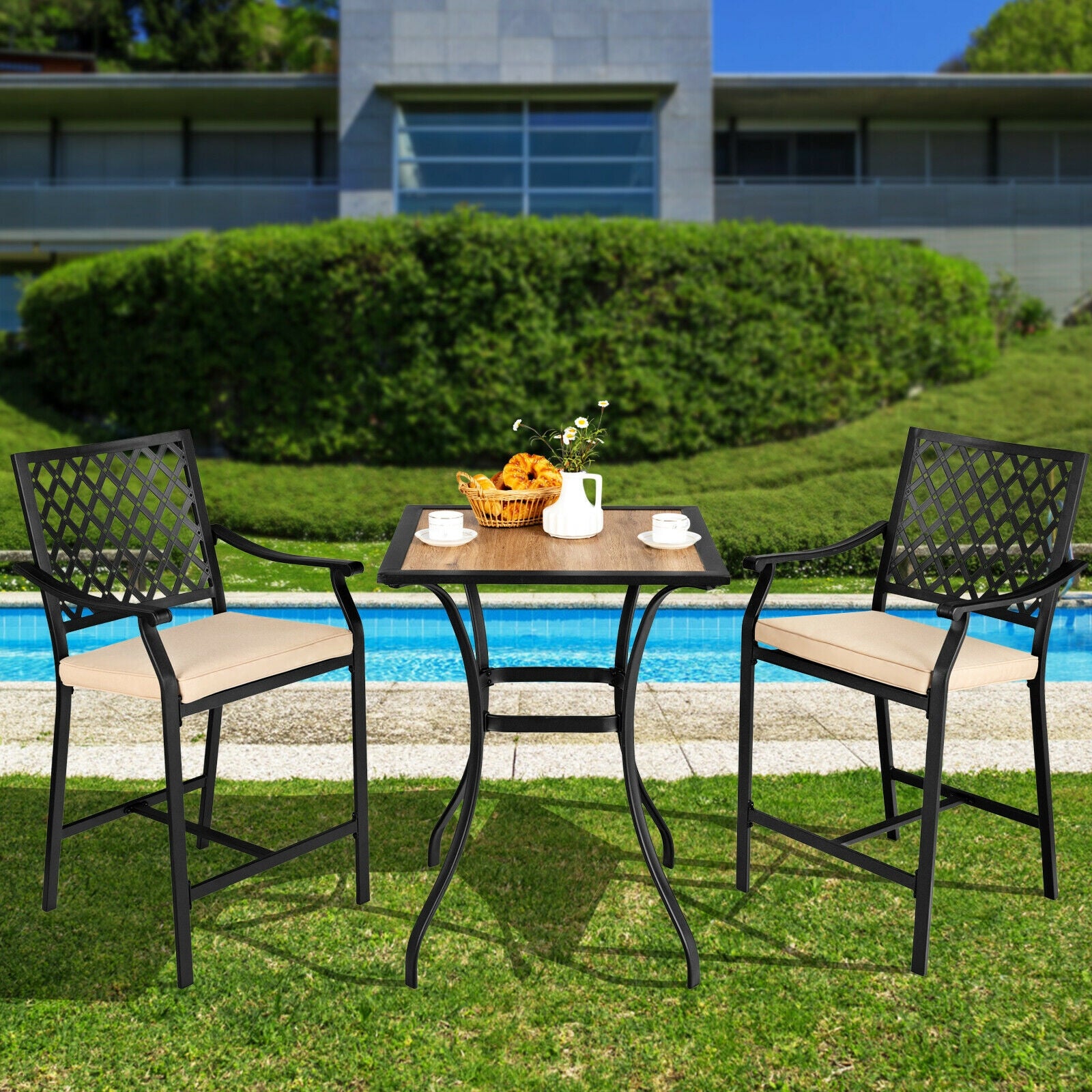 Patio Square Bar Table, Black Patio Bar Furniture at Gallery Canada