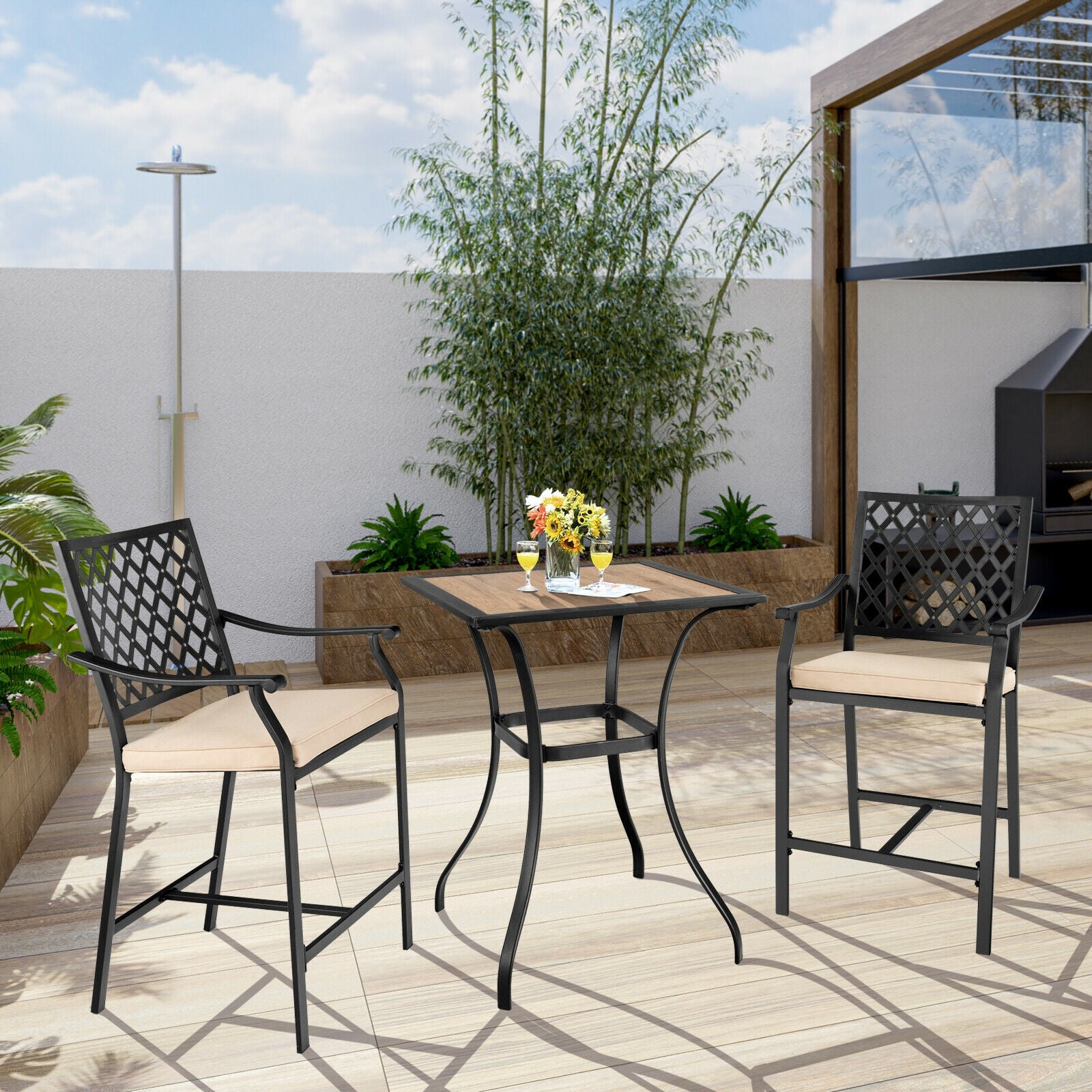 Patio Square Bar Table, Black Patio Bar Furniture at Gallery Canada